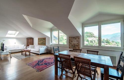 Como Apartment | I D'A Charming Penthouse - LAKE VIEW- Como- House-130 mt-2 double bedrooms and 2 double bathrooms a spacious living room-Full equipped kitchen-Private garden and terrace-Private covered parking