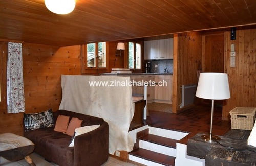 Zinal Ski Chalet | Individual chalet in Zinal - 1 bedroom with a double bed (160x190) - 1 bedroom with 2 beds - living