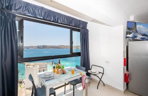 Bugibba Apartment | Islet Promenade Studio with Hot Tub and Panoramic Sea Views by GetawaysMalta