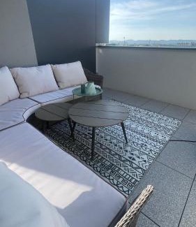 Trnava Apartment | Jacuzzi area with sunset, terrace, free parking