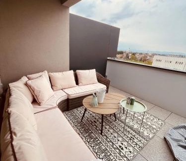 Trnava Apartment | Jacuzzi area with sunset, terrace, free parking