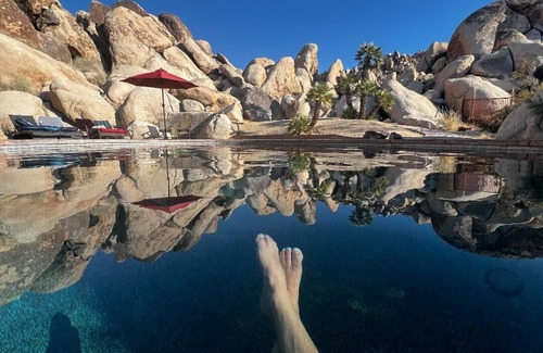 Panorama Heights House | Joshua Tree Retreat | Private Pool, Gardens & Cave-Inspired Estate