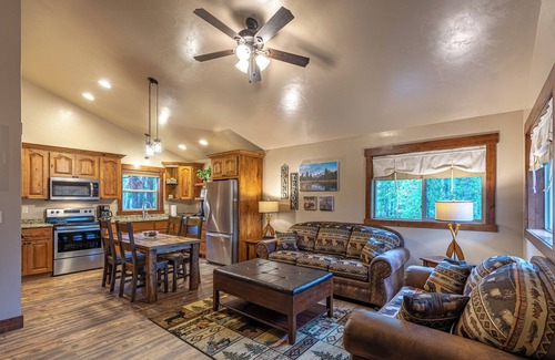 West Yellowstone Cabin | Just 5 blocks from Yellowstone, this 2 bedroom cabin has A/C!