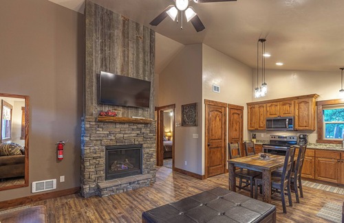 West Yellowstone Cabin | Just 5 blocks from Yellowstone, this 2 bedroom cabin has A/C!