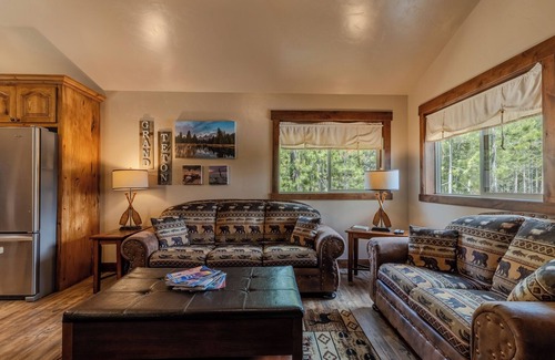 West Yellowstone Cabin | Just 5 blocks from Yellowstone, this 2 bedroom cabin has A/C!