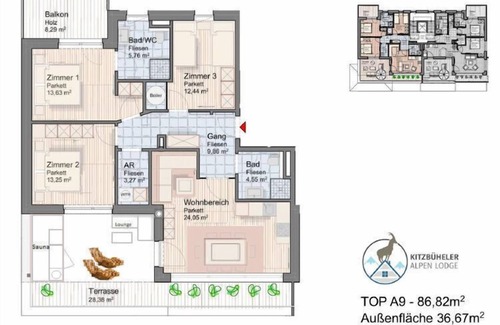 Paß Thurn Apartment | Kitzbüheler Alpenlodge mountain view suite