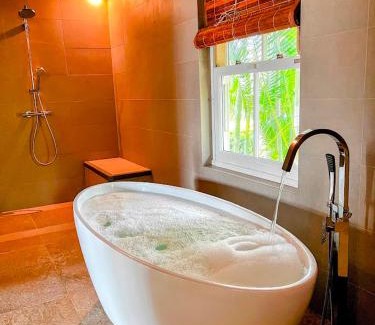 Cap Malheureux Apartment | Lakaz Kannell - Cinnamon Room- Luxury Bedroom and Bathroom infinity pool