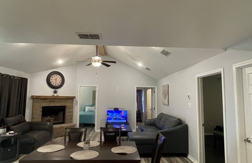 Hawkins House | Lake house getaway on quiet Lake Hawkins with lake access and boat pier.
