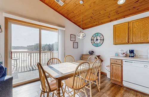 Lake Delton House | Lakefront condo with deck, amazing views, private beach access, fireplace & dock