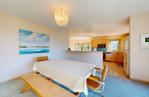 Charlevoix House | Lakefront home on Oyster Bay w/private dock, beach, fire pit, & hammock