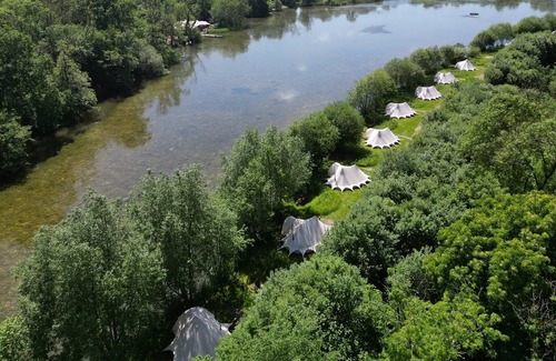 Nunney RV Rental | Lakeside Bell Tent - Canvas Studio at Marston Park