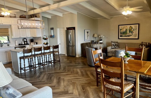 Graford House | Large, shady patio with deep-water two-story dock with sunset views. Sleeps 8