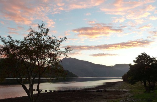 West Laroch Cabin | Loch Side Lodge with stunning mountain views