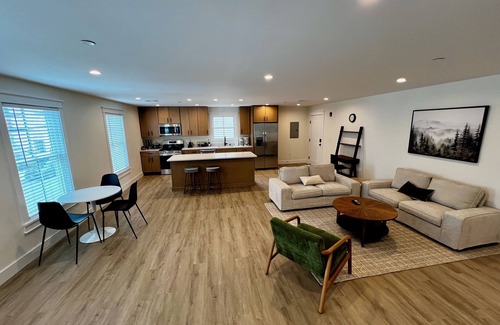 Montgomery Apartment | Luxury New 1BR 950 sq ft apartment. Sleeps 4. Stocked Kitchen, 2 Tvs, Parking.