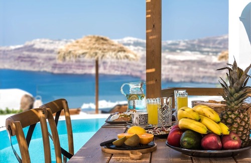Akrotiri Villa | Luxury Santorini Villa |Summer Lovers Villa Private Pool | Hot Tub | Panoramic Caldera View | Akroti