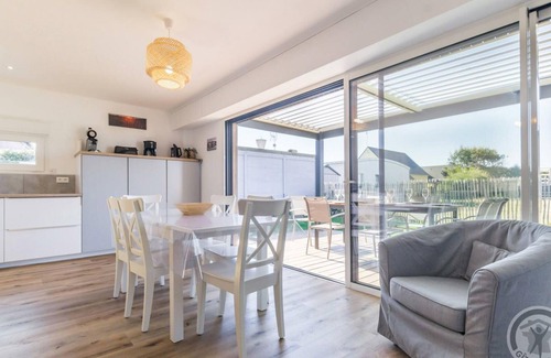 Portbail Cottage | Modern House with Terrace, Bioclimatic Pergola & Enclosed Garden in Portbail