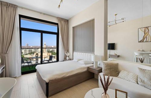 Dubai Apartment | Modern Studio in residence with pool gym and paddl