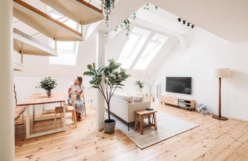 Prague 2 Apartment | Modern Sunlit Loft with A/C in Prime Location