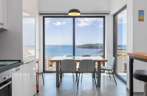 Becici Apartment | Modern Top Floor Sea View 3BR-Pool Spa Gym Luxury