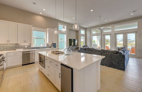 Rockport House | Modern, waterfront home with private pool, dock, balconies, central AC, and WiFi