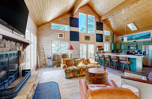 Angel Fire House | Mountain cabin with WiFi, expansive deck, fireplace, & forest views