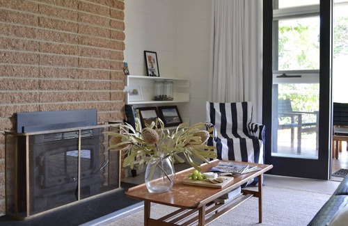 Port Willunga House | Nest, Cosy beach retreat, Midcentury beach shack firepit Netflix