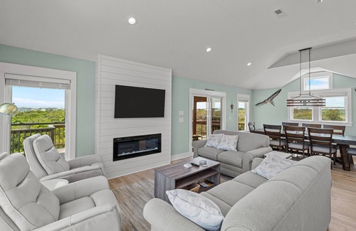 Carova Beach House | Ocean-view home with private pool, hot tub, beach access, grill, fireplace, deck