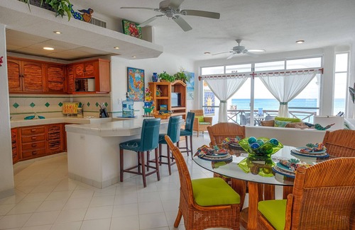Akumal Condo | Oceanfront Condo with Artful Décor, Pool & Balconies