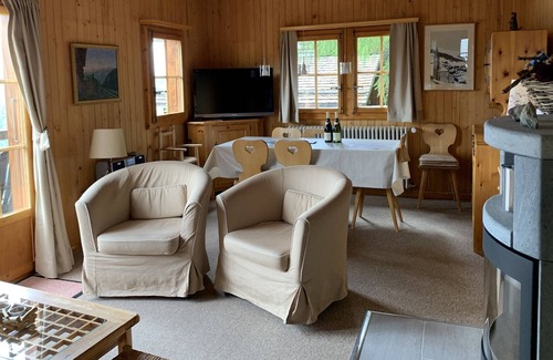 Chandolin Ski Chalet | Outside chalet for 6 people, balcony, terrace and garden Inside : 85 m2, closed entrance hall, livin
