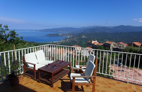 Calcatoggio Villa | Panoramic view of the sea and the mountains, Detached village house,