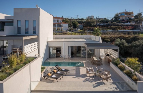 Kalyves Apartment | Pasiphae Luxe Apt with Private Pool, Seaview at Amphimatrion