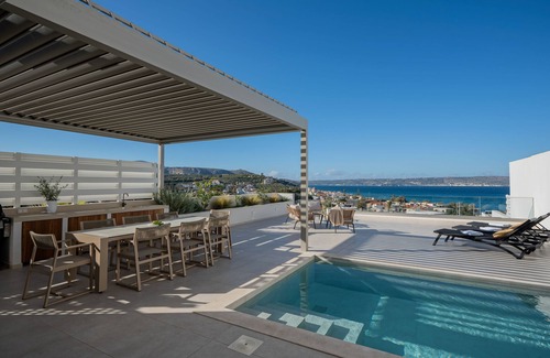 Kalyves Apartment | Pasiphae Luxe Apt with Private Pool, Seaview at Amphimatrion
