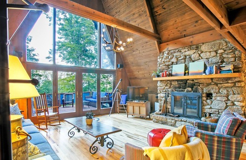 Wolf Laurel Ski Chalet | Peaceful Mountain A-Frame Chalet - Hike & Explore, stone fireplaces & ping pong!