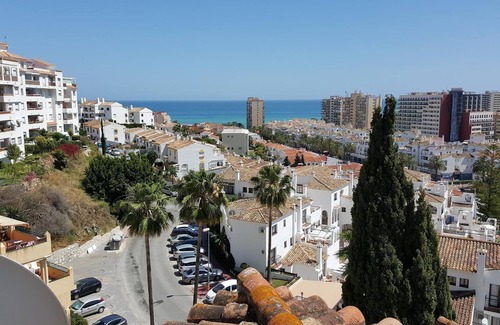 Benalmadena Costa Apartment | "Penthouse apartment at Pueblo Evita" with Sea & Mountain View, Outdoor Pool, Terrace, A/C & Wi-Fi