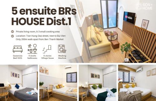 Downtown Ho Chi Minh City House | Private 5-6BRs house - Walk to BenThanh, BuiVien by Gon De Home