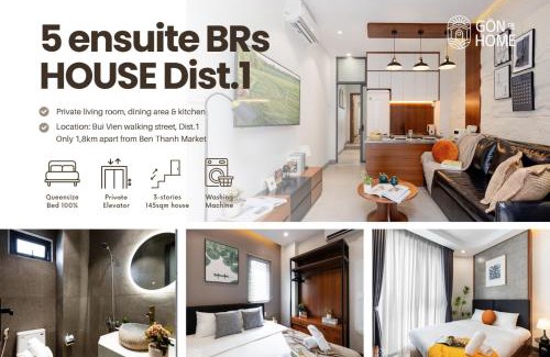 Downtown Ho Chi Minh City House | Private 5-6BRs house - Walk to BenThanh, BuiVien by Gon De Home