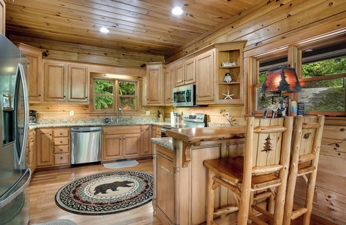 Topton Cabin | PRIVATE COVE FOR SWIMMING! LAKEFRONT WITH DOCK, MOUNTAIN VIEWS, FIRE PIT.