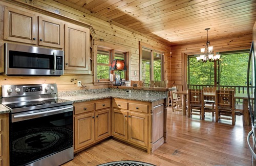 Topton Cabin | PRIVATE COVE FOR SWIMMING! LAKEFRONT WITH DOCK, MOUNTAIN VIEWS, FIRE PIT.