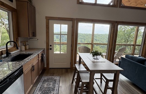 Harrison Cabin | Private Hilltop View Cabin with Hot Tub on Covered Deck & Fall Colors Emerging