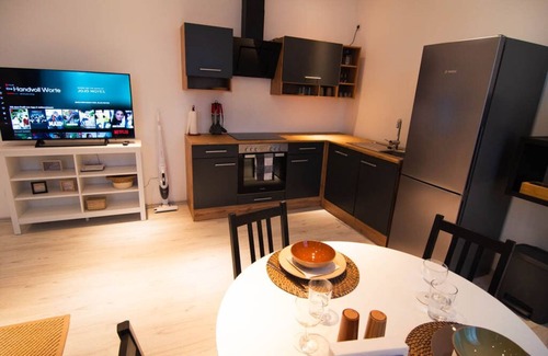 Dillenburg Apartment | Qonroom for 4 Ntflx Kitchen Comfy Sofa