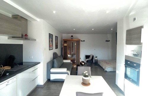 Bandol Apartment | Quiet studio in the countryside in Bandol, infinity pool, jacuzzi, sauna