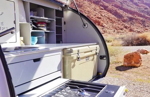 Moab House | Red Rock Base Camps Teardrop Trailer #1. Take your hotel room outside!