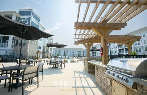 Paw Creek Apartment | Reluxme|Stylish 2BR w/Balcony, Gym, Pool, Stores