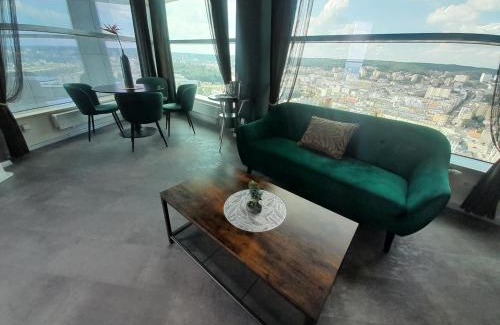 Srodmiescie Apartment | SEA TOWERS PENTHOUSE, 28 floor! PANORAMIC Sea & City View from GLASS CORNER TRIANGLE! 75m2! Terrace!