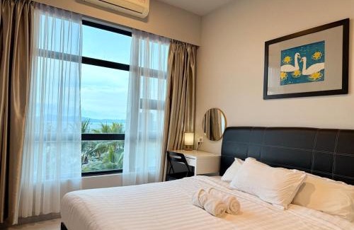 Downtown Kota Kinabalu Apartment | Seaview City Center,5PAX room 2min walk to island hopping