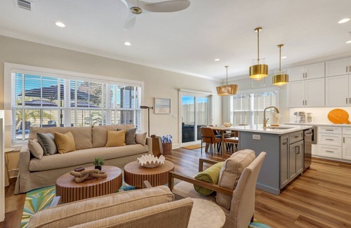 Saint Simons Heights House | Serenity Oasis - Villa 2 - Professionally Designed Duplex Home with Luxurious Heated Pool and Spa!