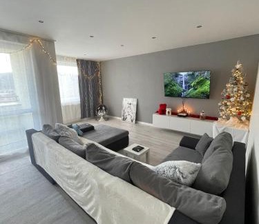 Banska Bystrica Apartment | Simcity 3 I Skyline Elegance I 3BR, private parking, sunny terrace with panoramic city view 5min walk to city square