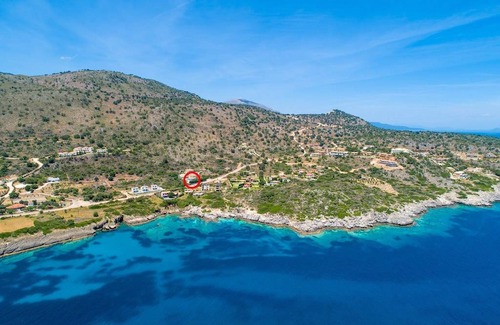 Skala Villa | Skala Villa Blue: Large Private Pool, Walk to Beach, Sea Views, A/C, WiFi