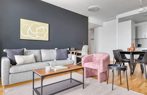 Vienna Apartment | Sleek Leopoldstadt 2BR w/Gym, Elevator & Balcony, near U2, by Blueground