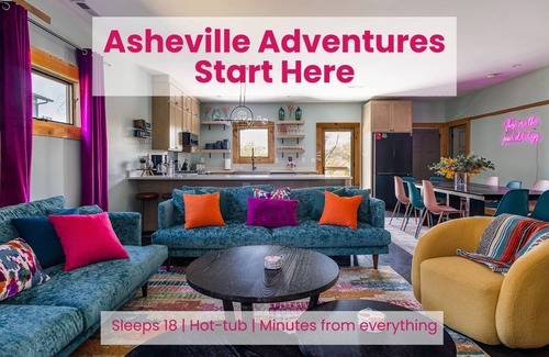 Asheville House | Sleeps 18! Fire Pit, Hot Tub & Game Room!